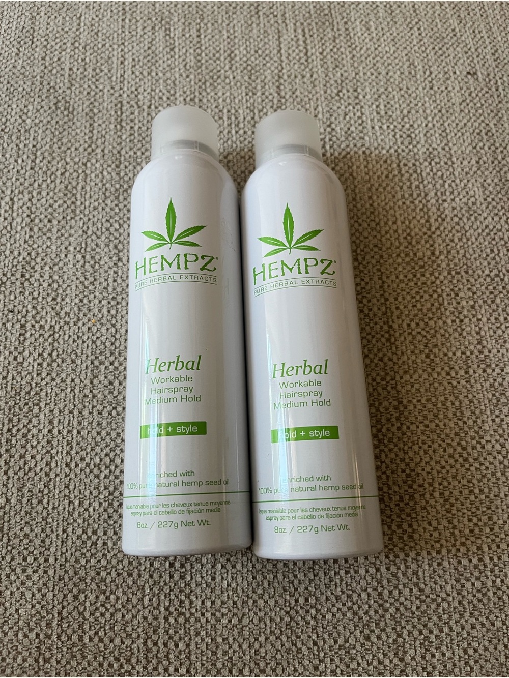 2 New Hempz Herbal Workable Hairspray Medium Hold; 8oz